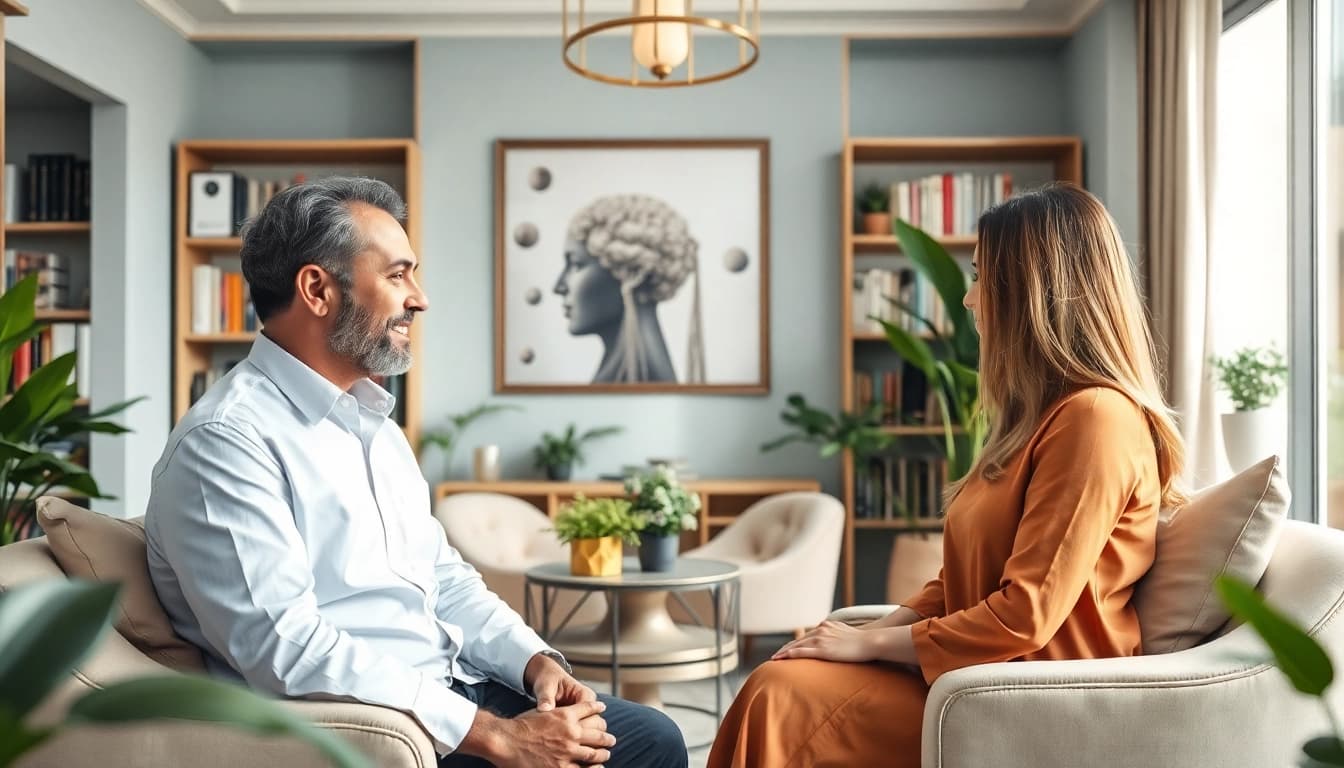 Find the top psychiatrist in dubai in a serene, welcoming office setting with natural light.