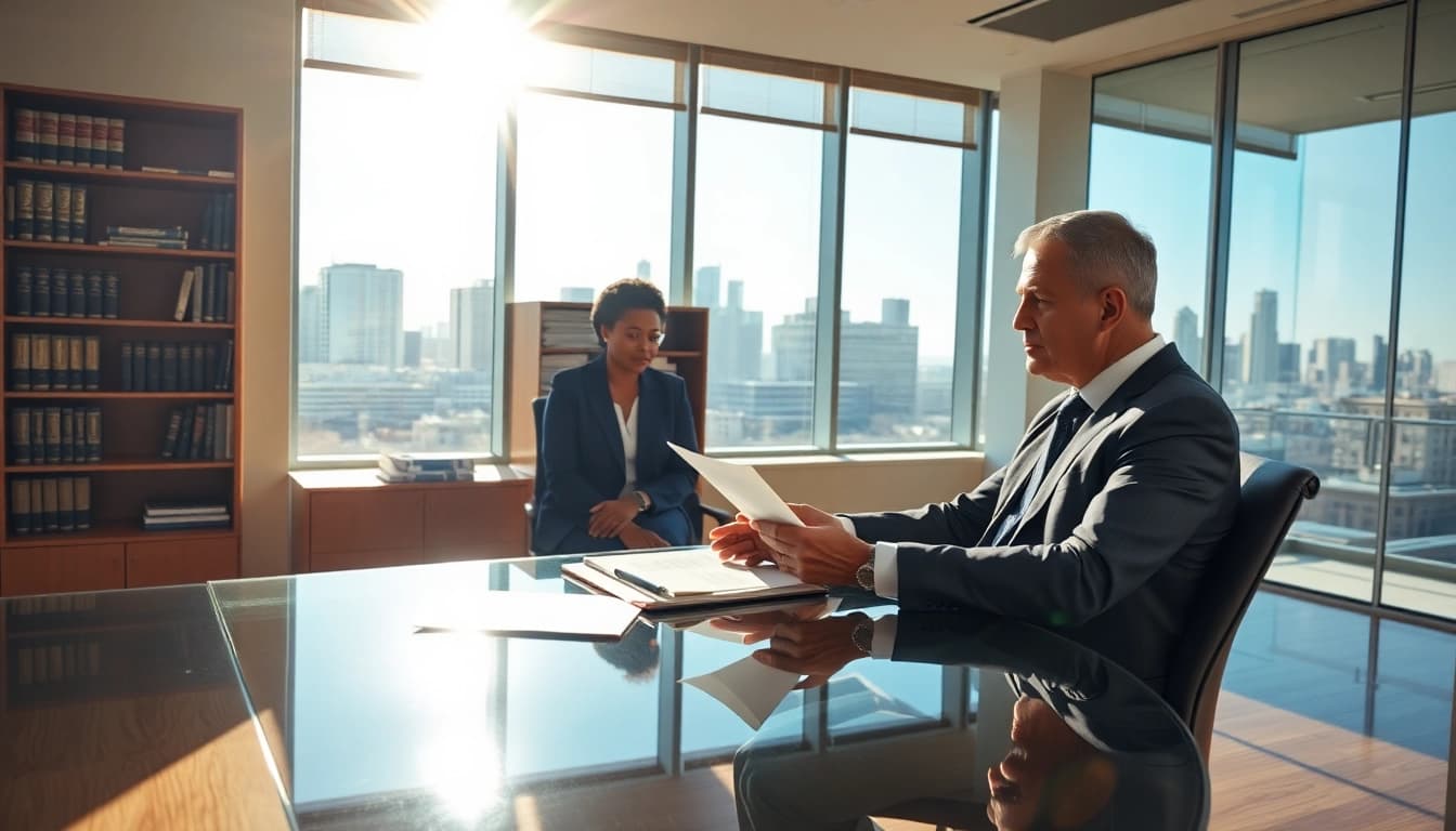 Cohan Legal's personal injury attorney advising a client in a NY office.