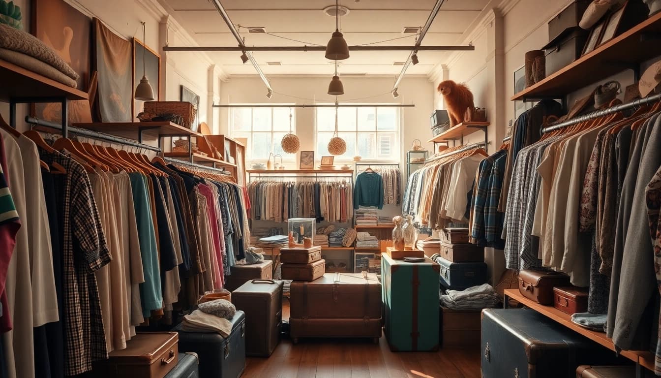Browse through unique finds at this thrift store Copenhagen with eclectic vintage displays.