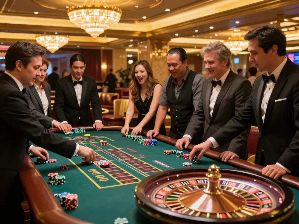 Experience the thrill of hakobhakobyanart in a lively casino scene as players engage at the roulette table.