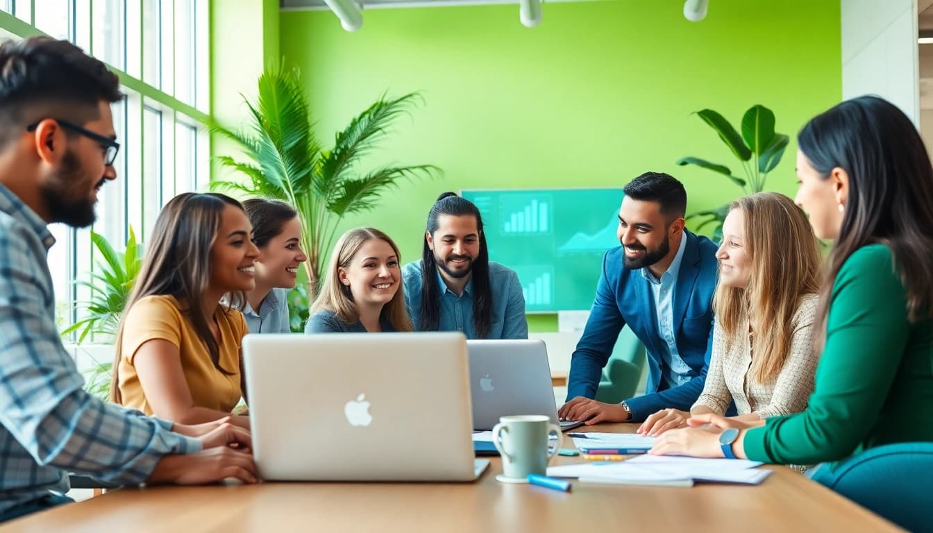 Promoting workforce development through collaboration in a diverse office setting.