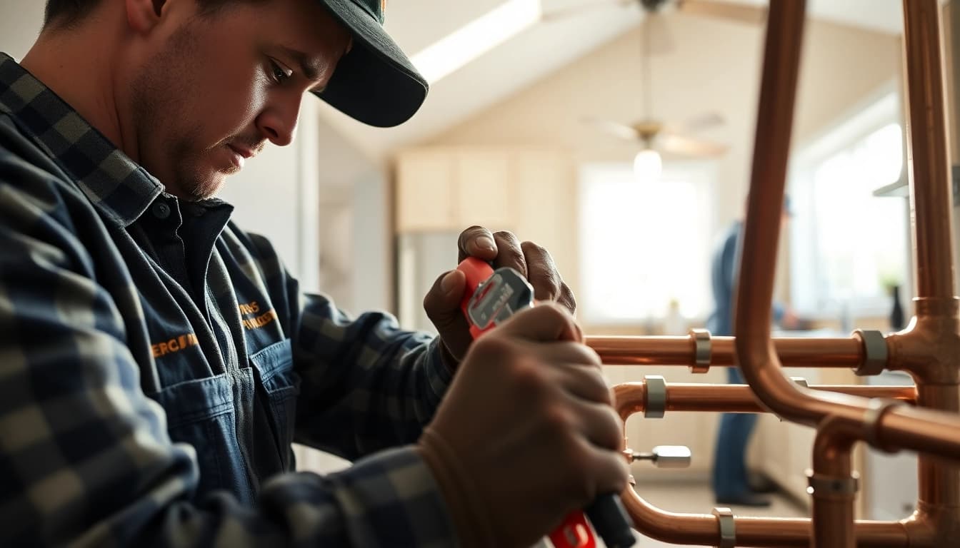 Plumber conducting whole house repiping services Clearwater FL in a residential space.
