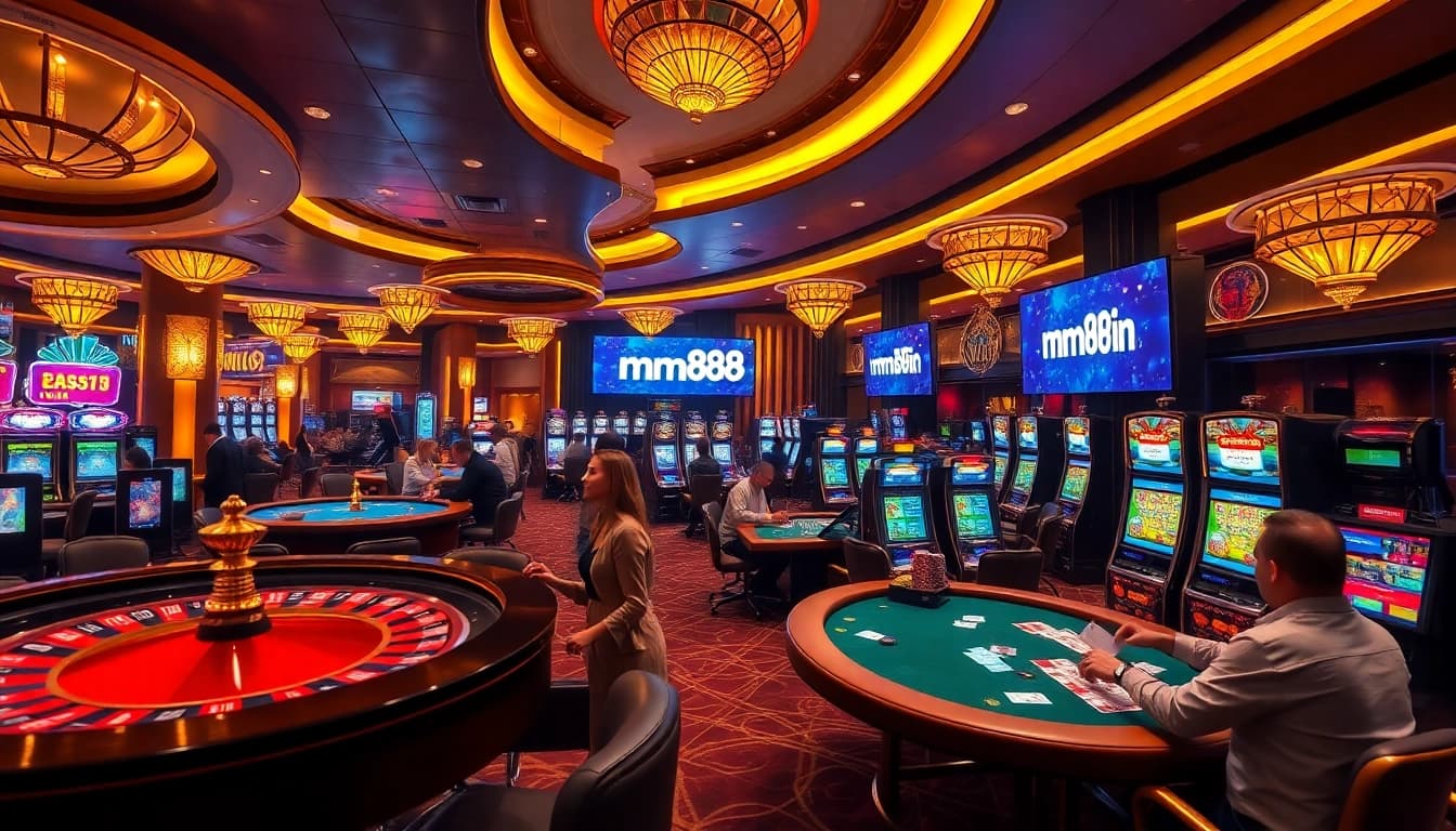 Players enjoying high-stakes games in a luxury casino environment featuring mm88 vin.