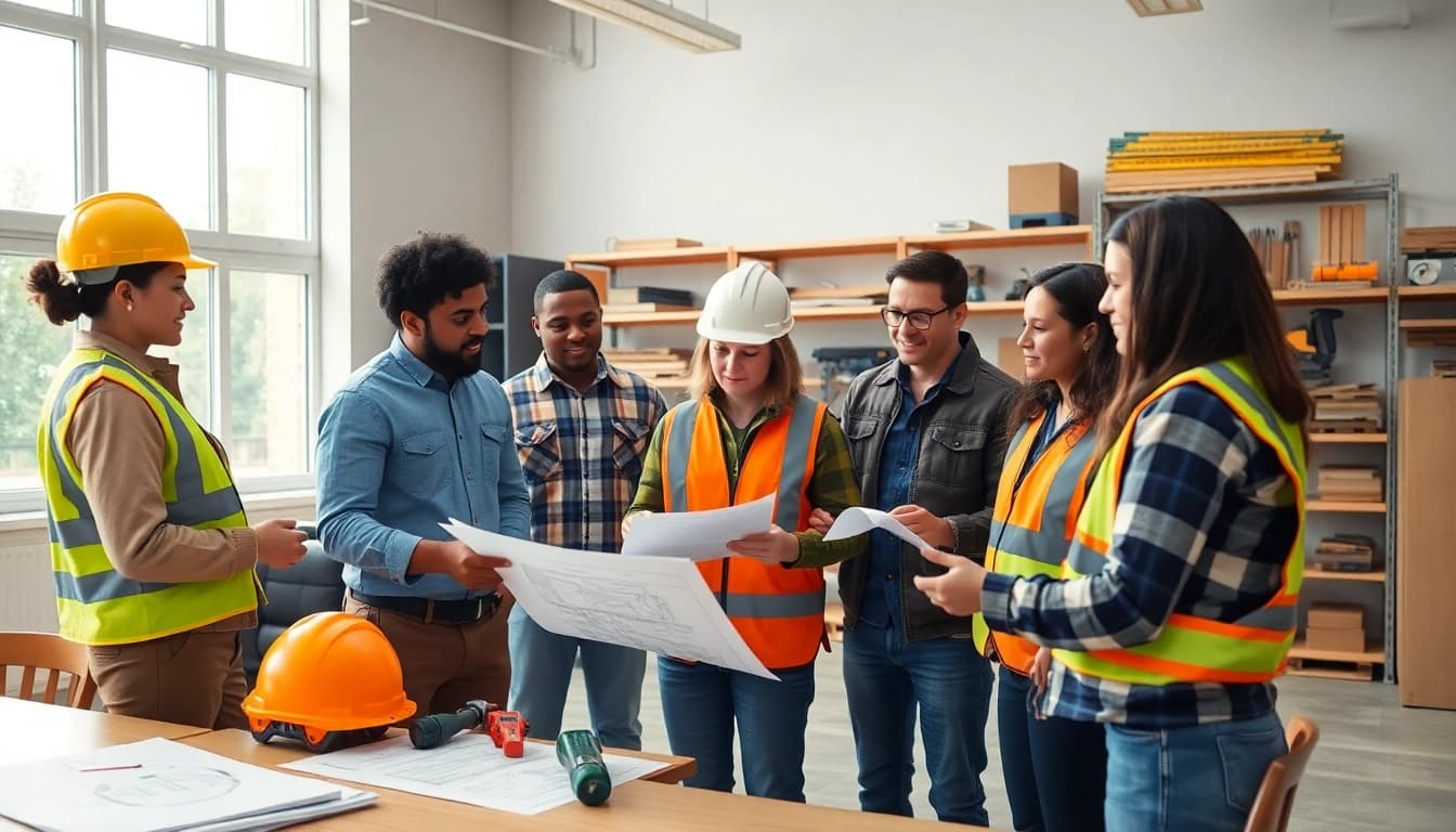 Enhancing construction workforce training with diverse instructors in an engaging classroom setting.