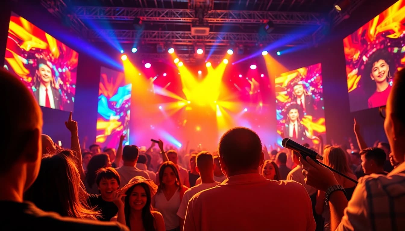 Engage with the thrilling atmosphere at https://tcspecialentertainment4u.com featuring a vibrant stage and enthusiastic audience.