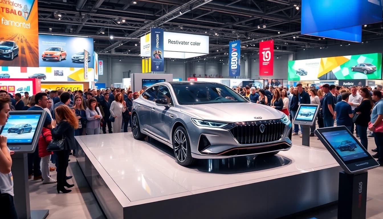 Attendees admire vehicles at the Auto Cars Show event, showcasing automotive innovations.