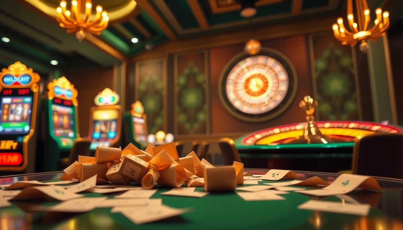 Engaging scene of Tool xổ số siêu tốc showcasing an exciting online gambling experience with vibrant casino elements.