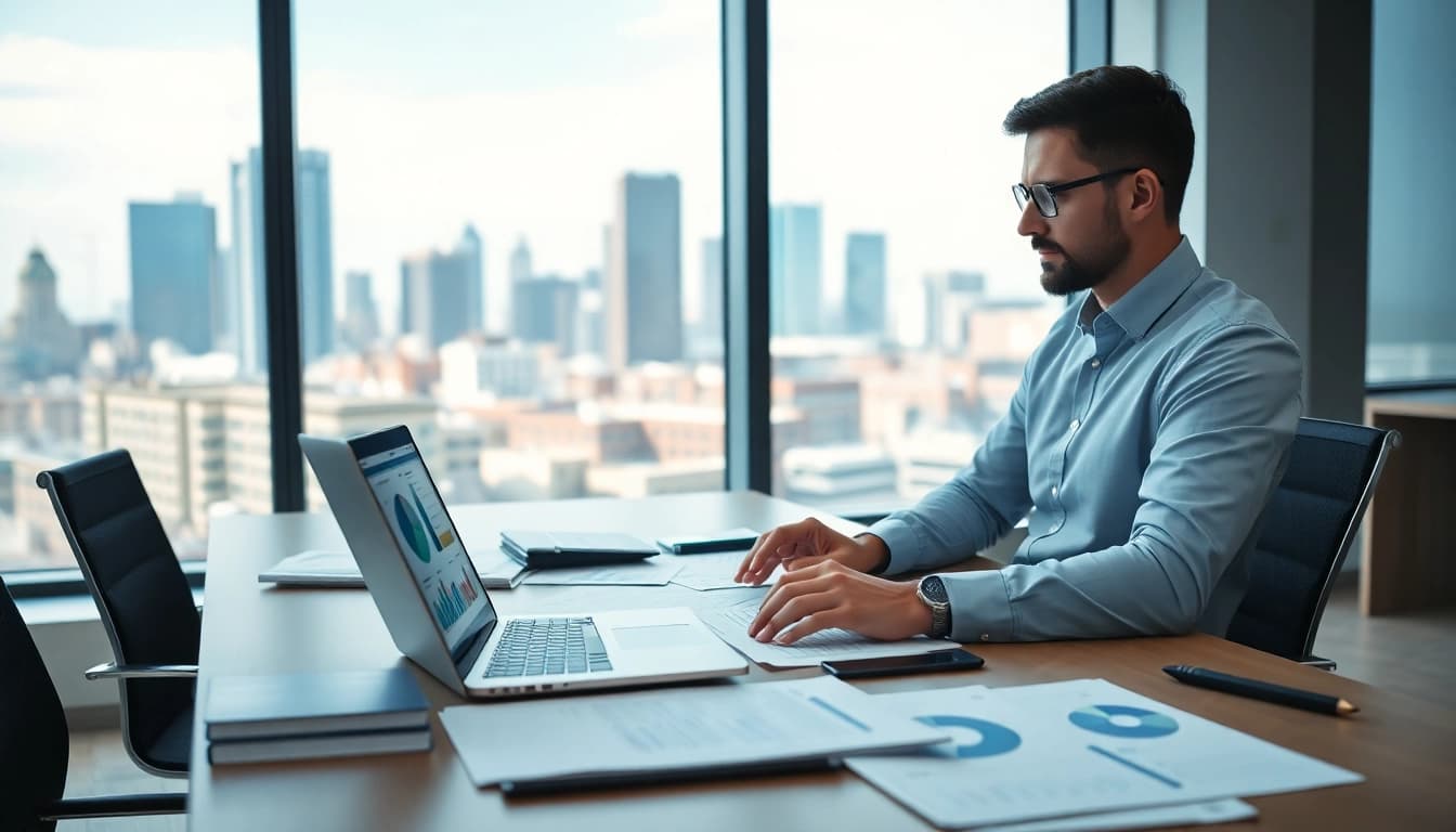Engaging professional scene showcasing competitive intelligence faqs analysis in a modern office.