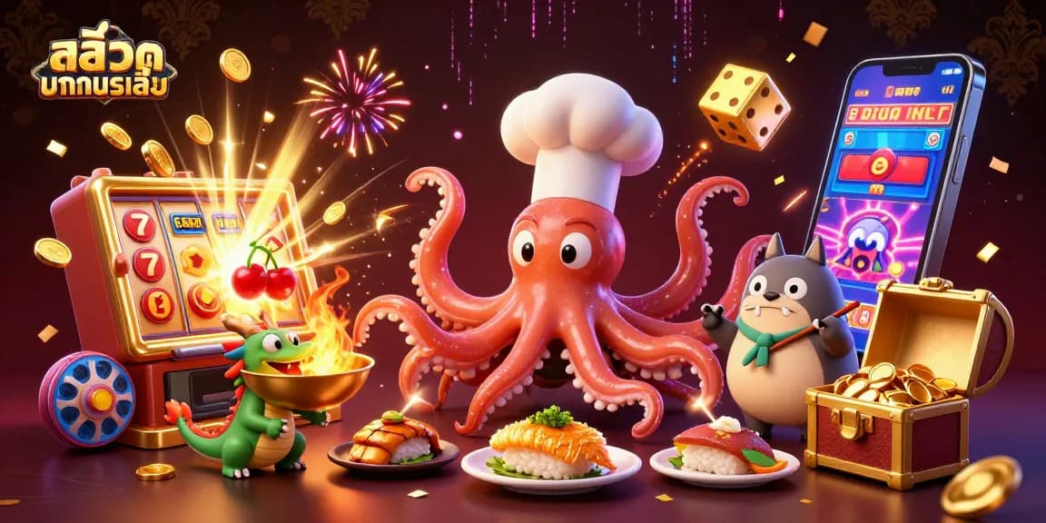 Experience สล็อตทดลองเล่น excitement with dynamic characters and vibrant casino elements in an engaging 3D illustration.