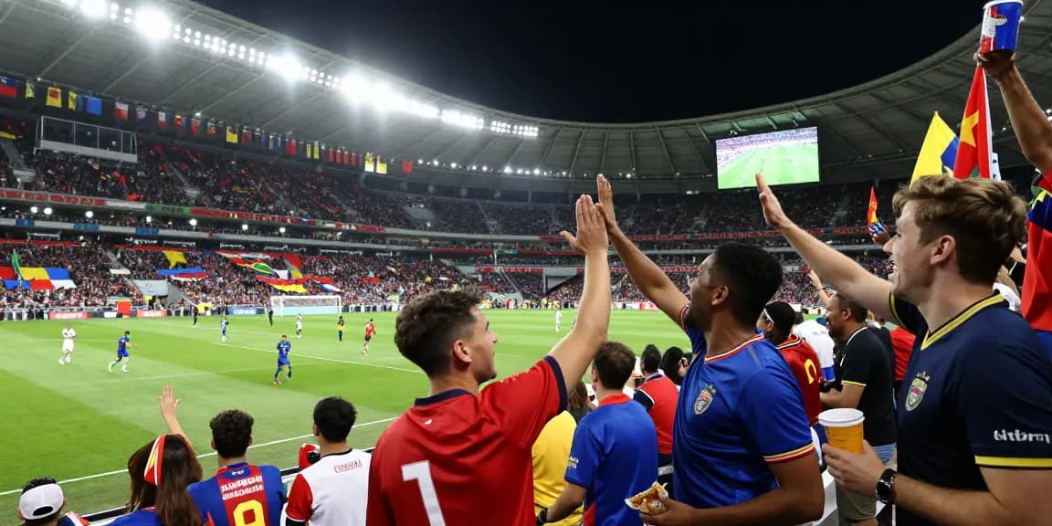 Pengalaman menonton live bola dengan atmosfer penuh semangat di stadion malam hari.