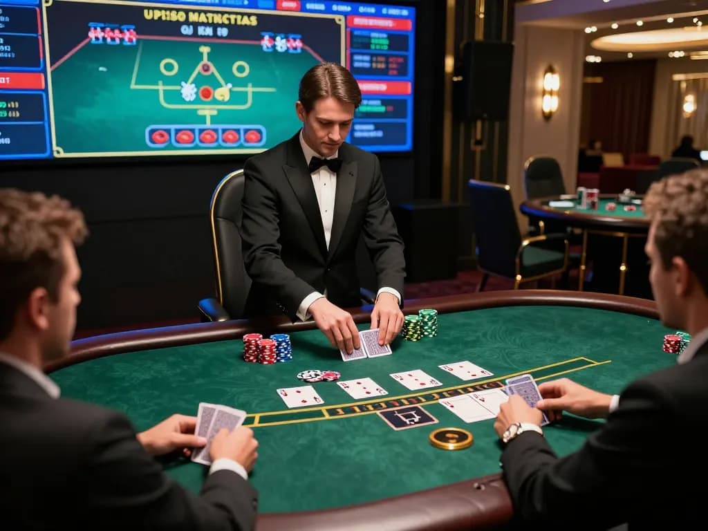 Experience thrilling baccarat gameplay at a luxurious 바카라사이트 with modern digital aesthetics and live dealer action.