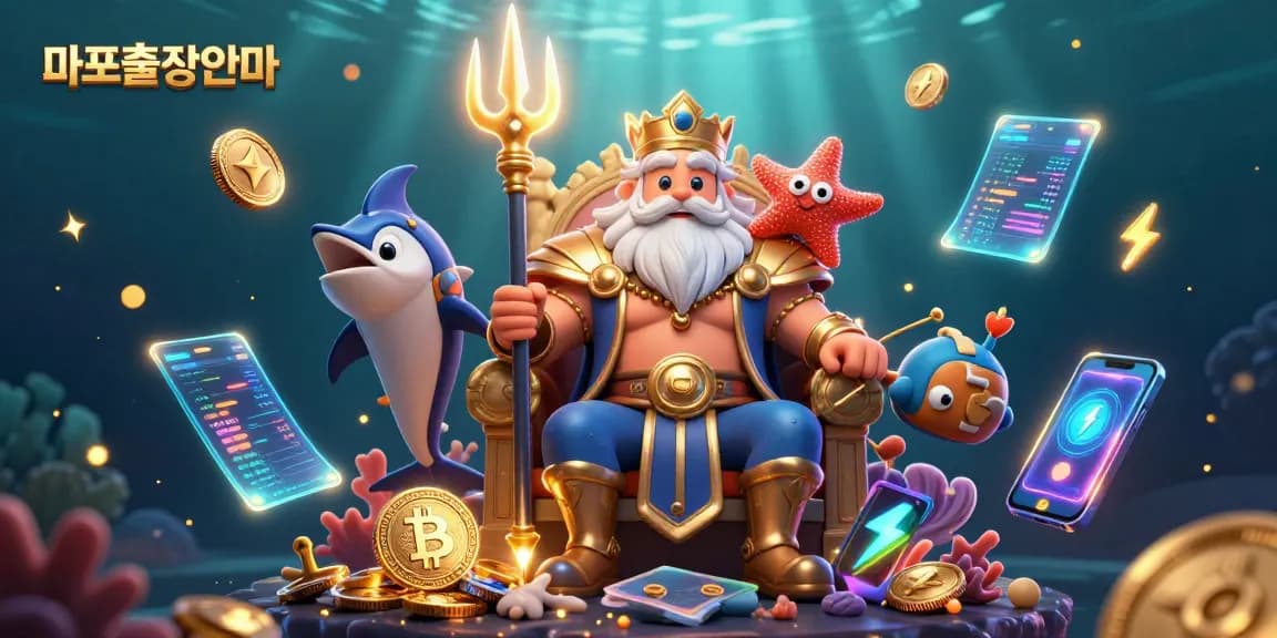 Experience thrilling 마포출장안마 with a vibrant illustration showcasing underwater casino elements and rich details.