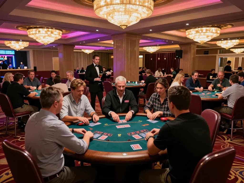 Experience the thrill at kkwin casino with excited players placing bets and enjoying vibrant gaming atmosphere.