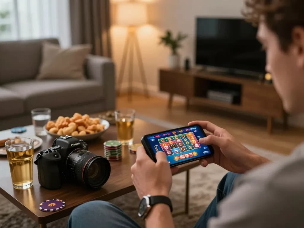 Engage in thrilling gameplay on https://www.mnm88.com/ from a cozy home setting, enjoying the mobile casino experience.