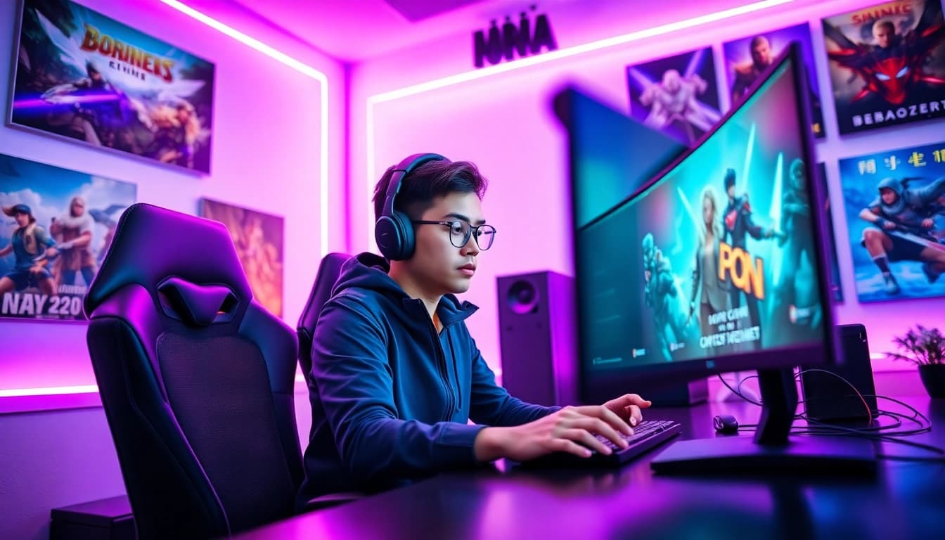 Masuk ke bolahiu login game dengan pemain yang terfokus dan latar belakang yang dinamis.