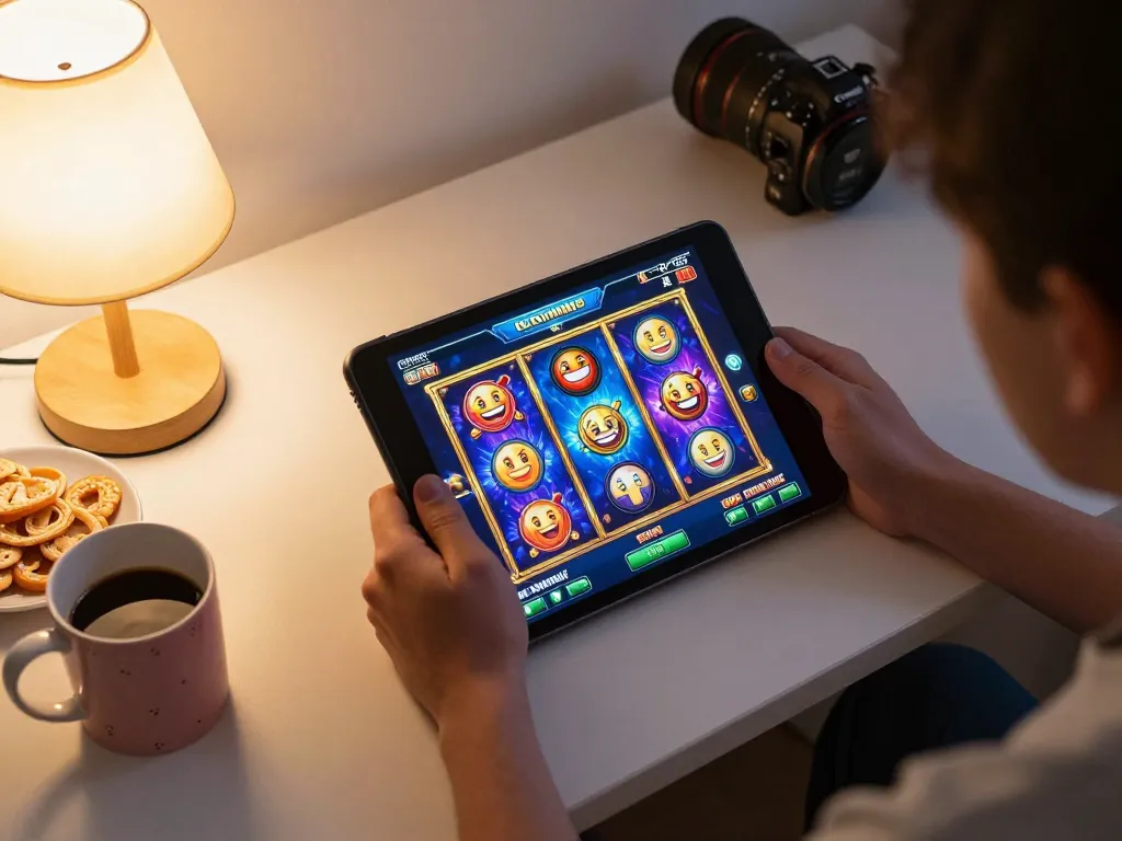 Berpartisipasi dalam permainan link slot di tablet sambil menikmati suasana rumah yang nyaman.