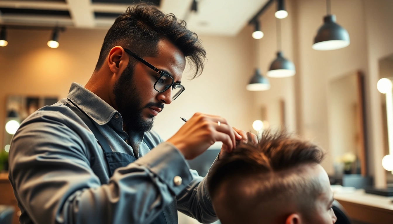 A barber applies a non-surgical hair system at Ace of Fades 212, displaying expertise in a modern studio.