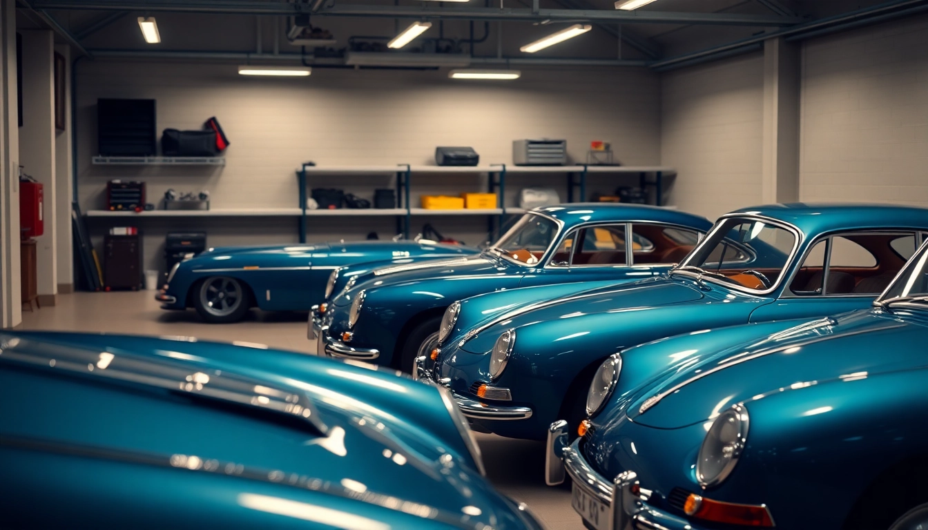 Showcasing classic car storage solution with luxury vehicles in a secure setting.