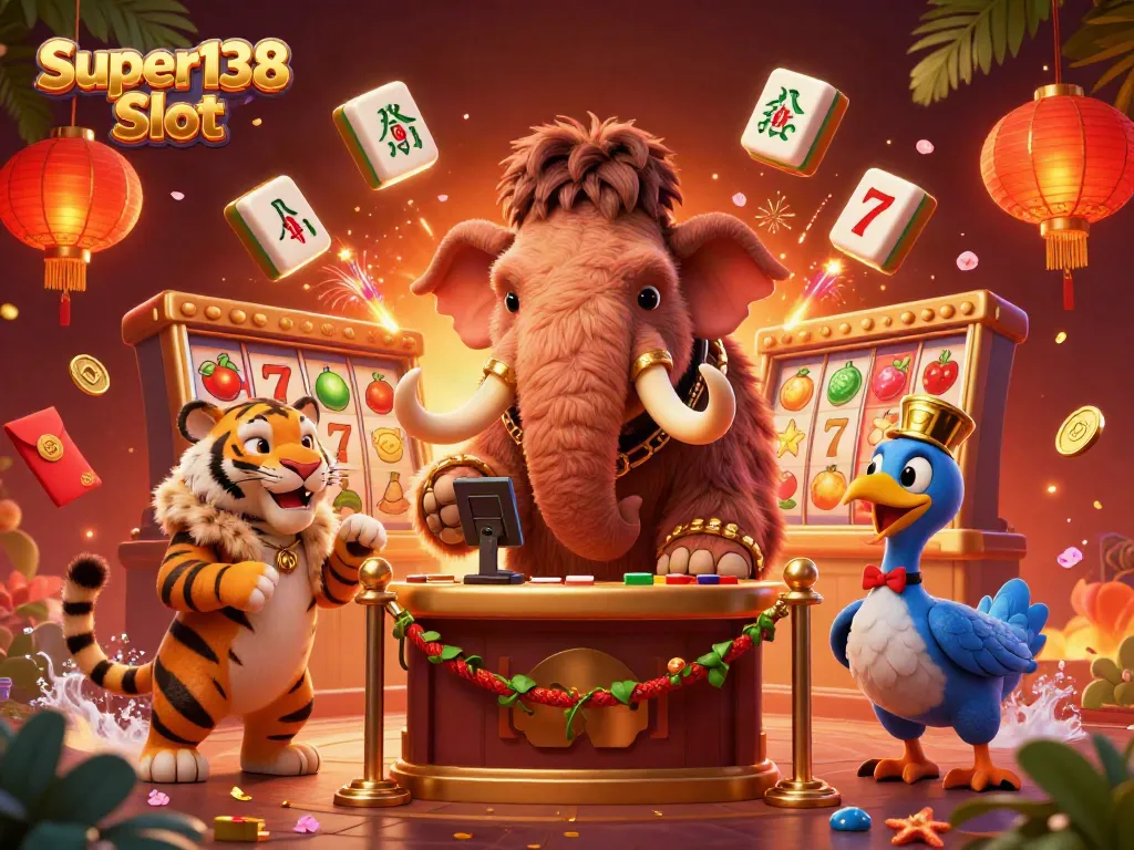Experience thrilling action in Super138 Slot with vibrant characters and dynamic casino elements.
