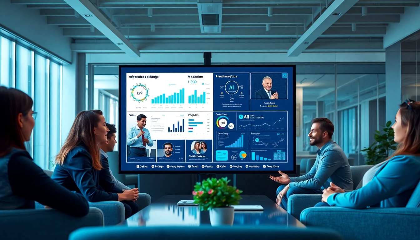 Engaging enterprise ai assistant facilitating teamwork in a modern office environment.