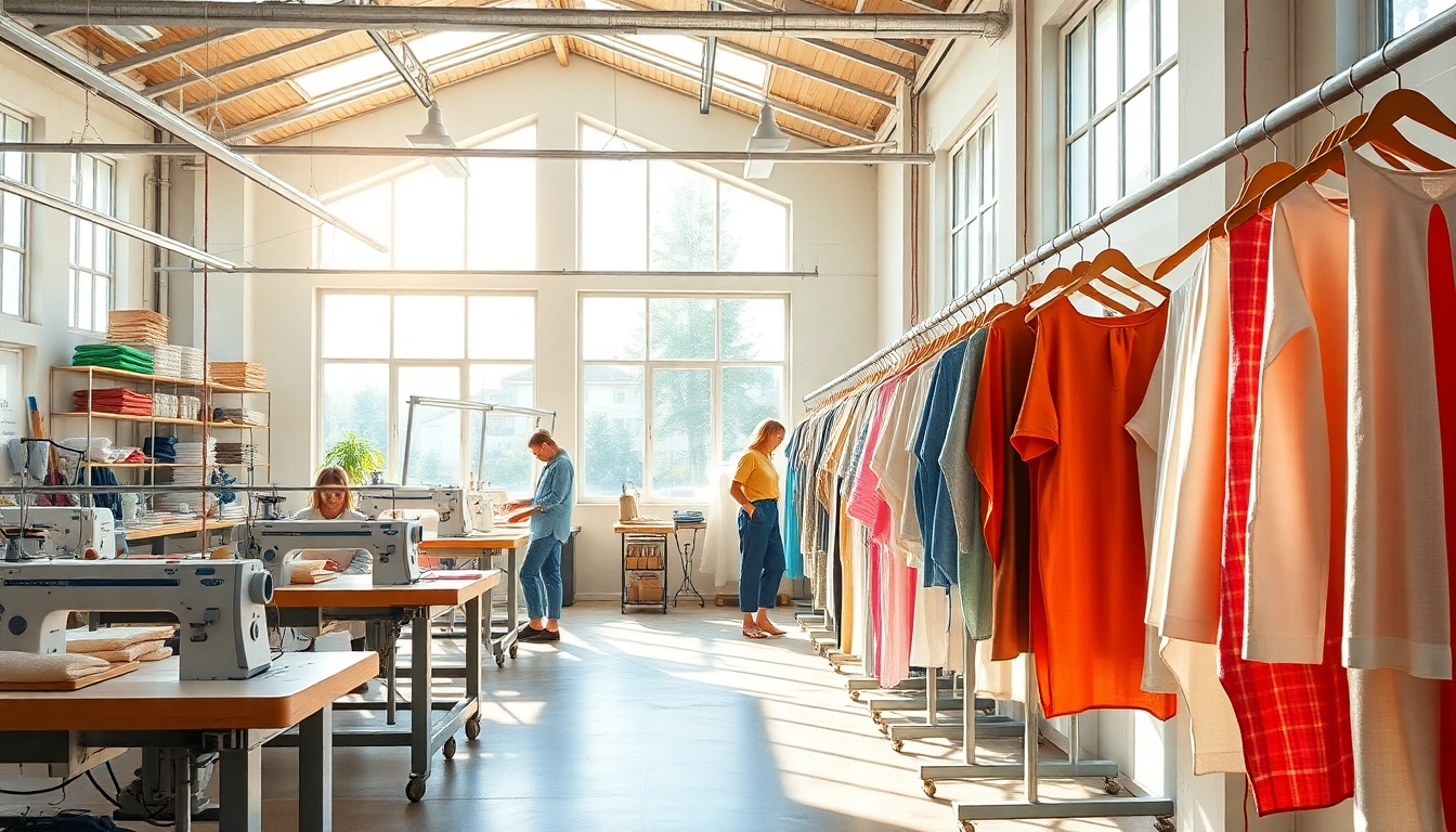 Linen clothing manufacturer showcasing skilled artisans creating high-quality linen garments.