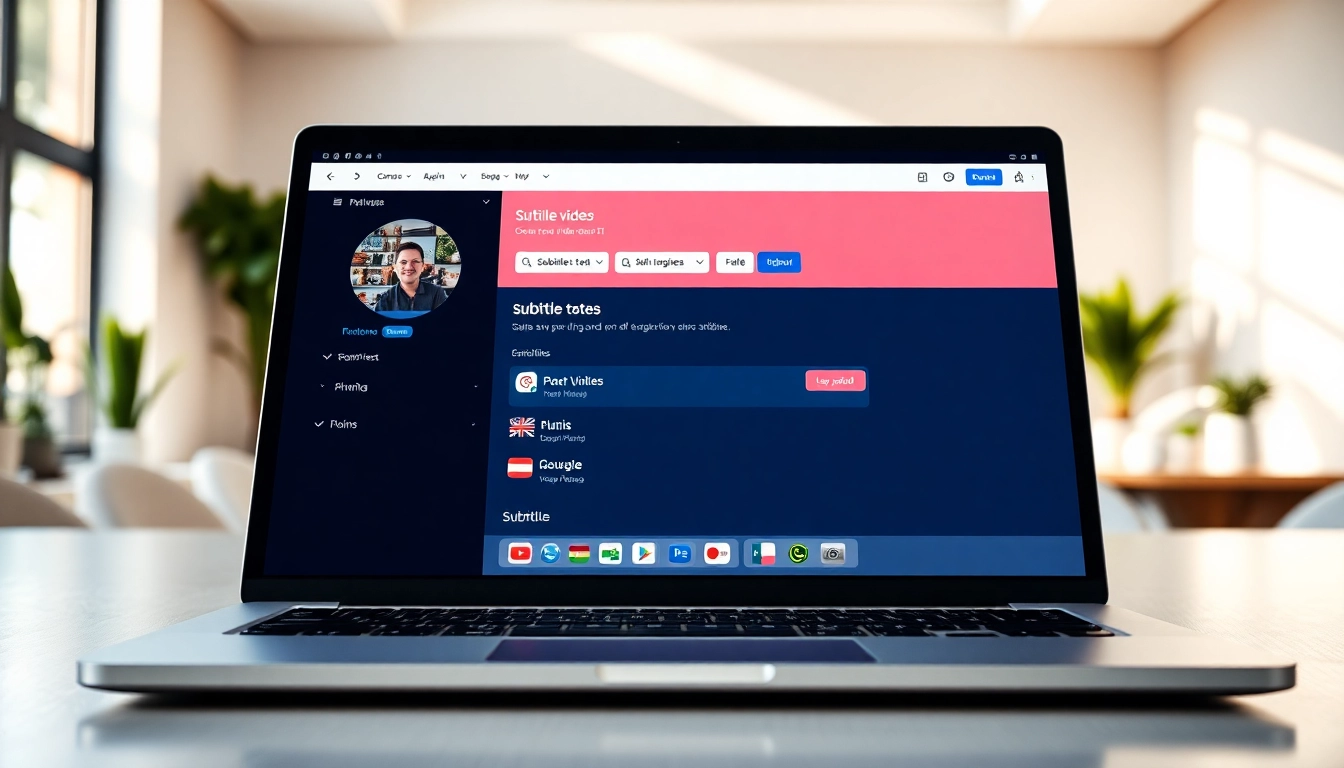 Create SRT Generator files seamlessly with a modern interface shown on a laptop screen.