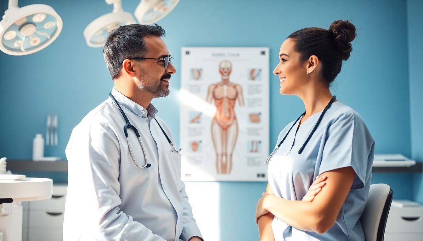 Kirkegaard Aesthetics zeigt einen engagierten Chirurgen, der eine Patientensitzung in einer modernen Klinik leitet.