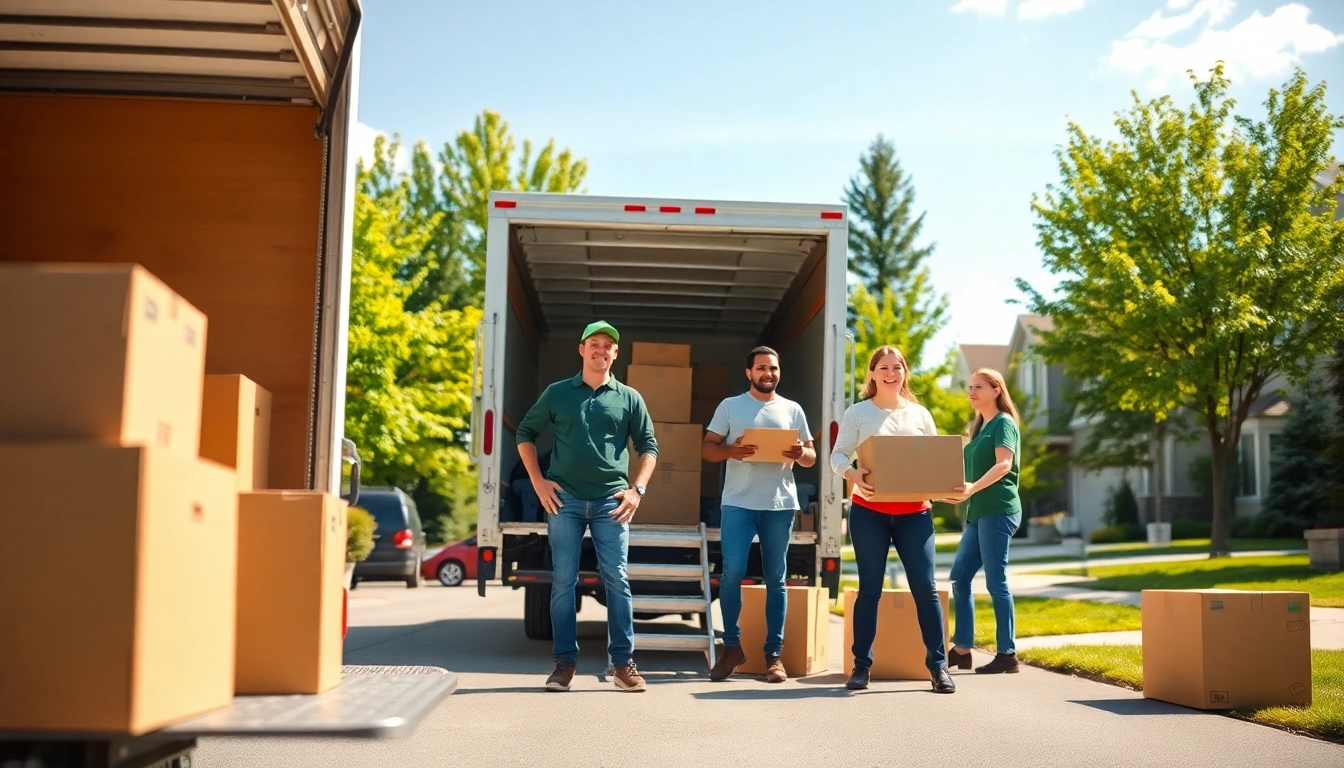 Movers Edmonton demonstrating teamwork with bright truck and friendly staff during relocation.