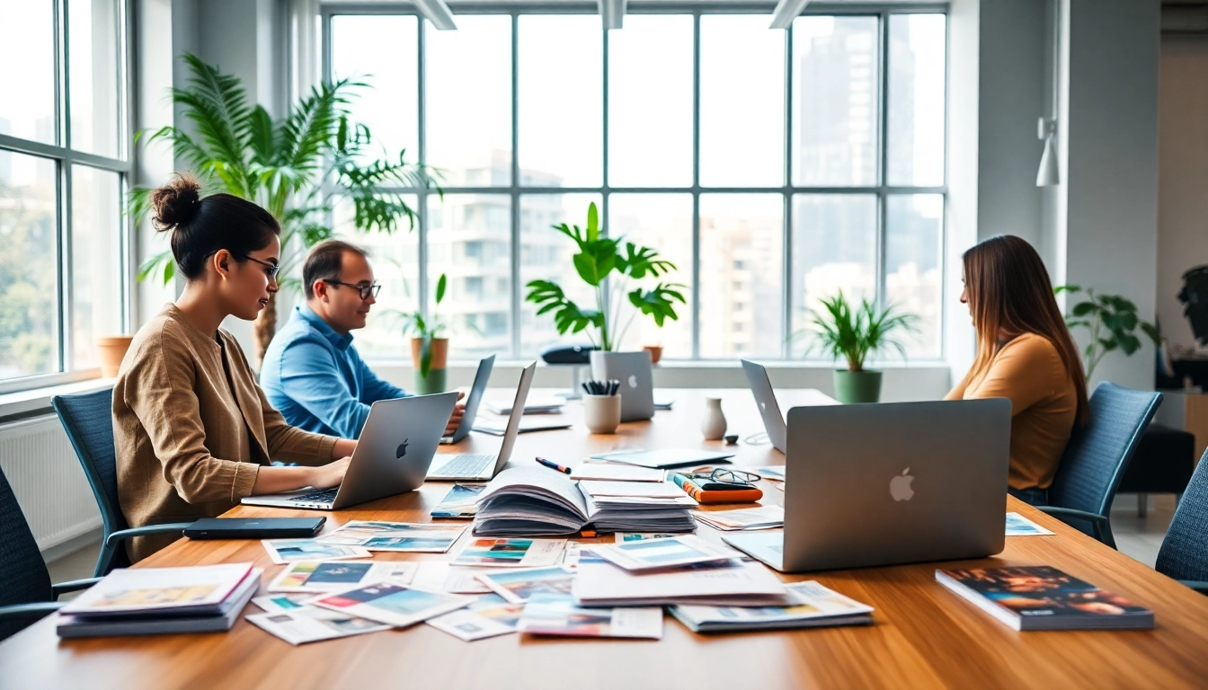 Team collaboration at a direct mail company focused on innovative mail strategies.