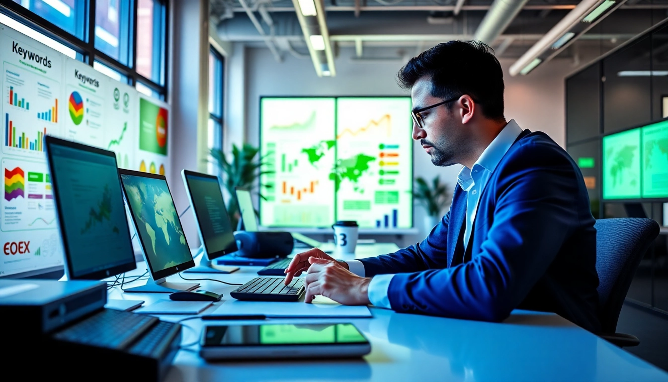 Analyze chat gpt google seo strategies in a vibrant digital marketing office.