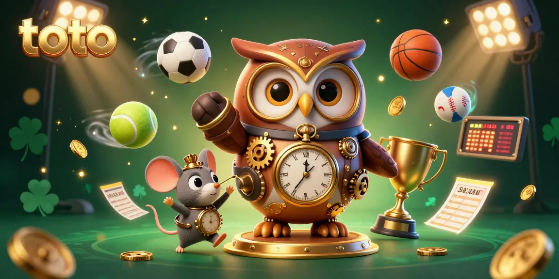 Engage with toto inspired sports betting action featuring a charming owl time-traveler amid vibrant casino elements.