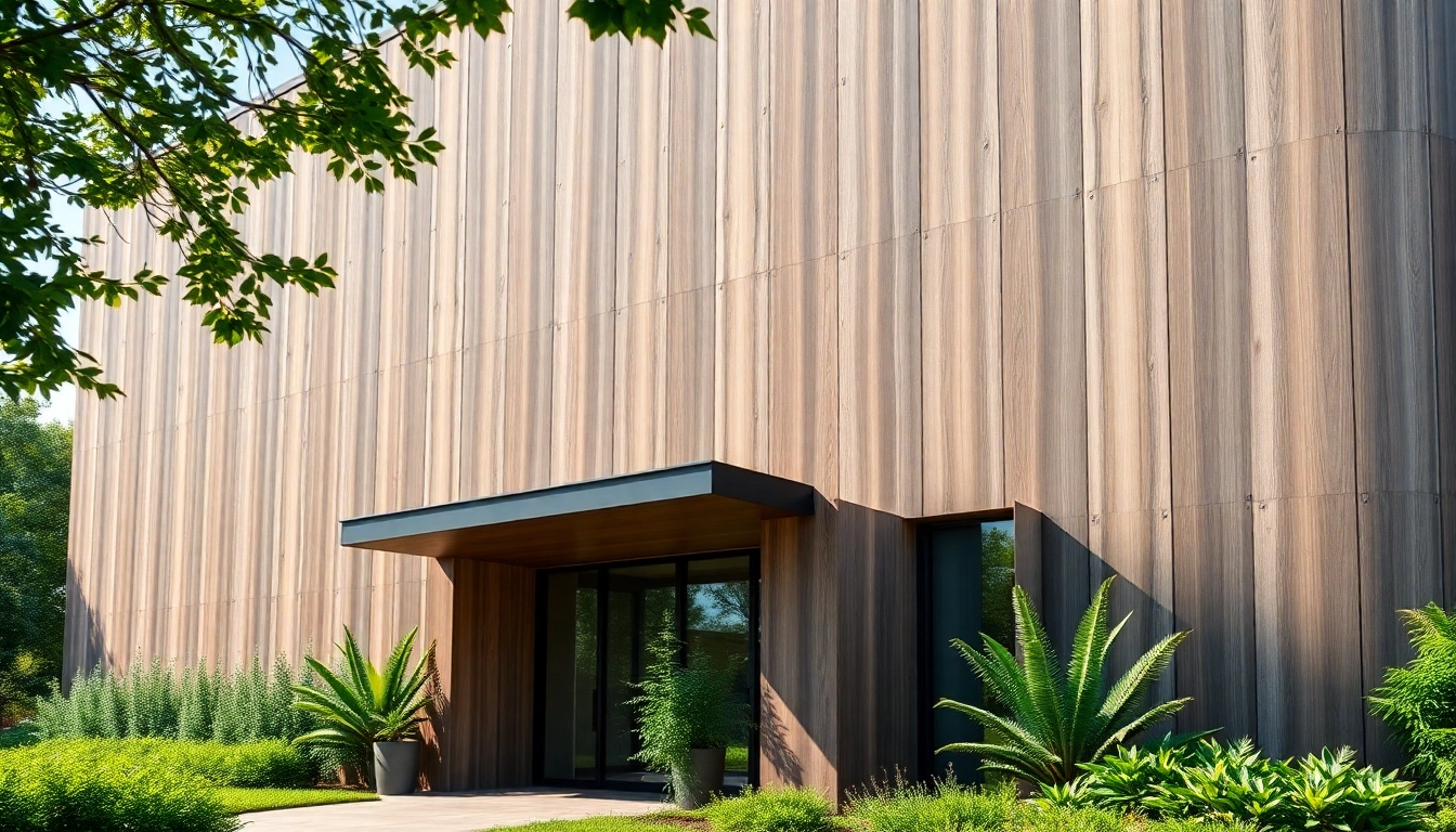 Showcasing Premium Composite Wall Panels on a modern building with natural surroundings.