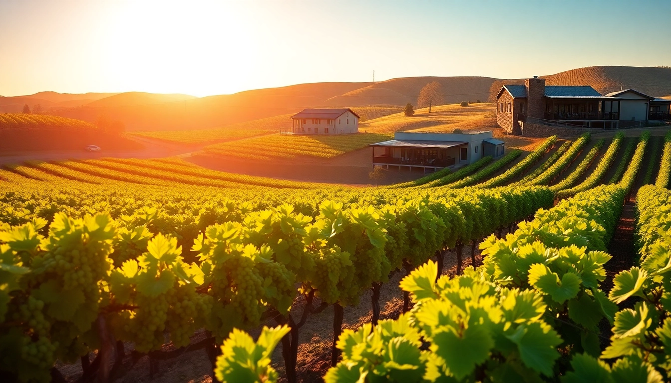 Capture of the best California wineries with vibrant grapevines under sunny skies.