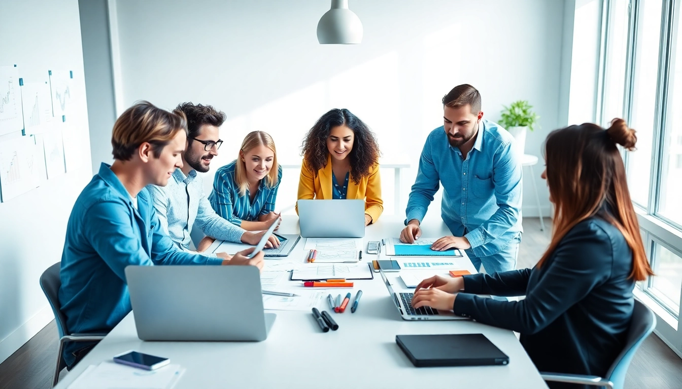 Marketing Strategien erfassen kreative Zusammenarbeit in einer modernen Webdesign-Agentur.