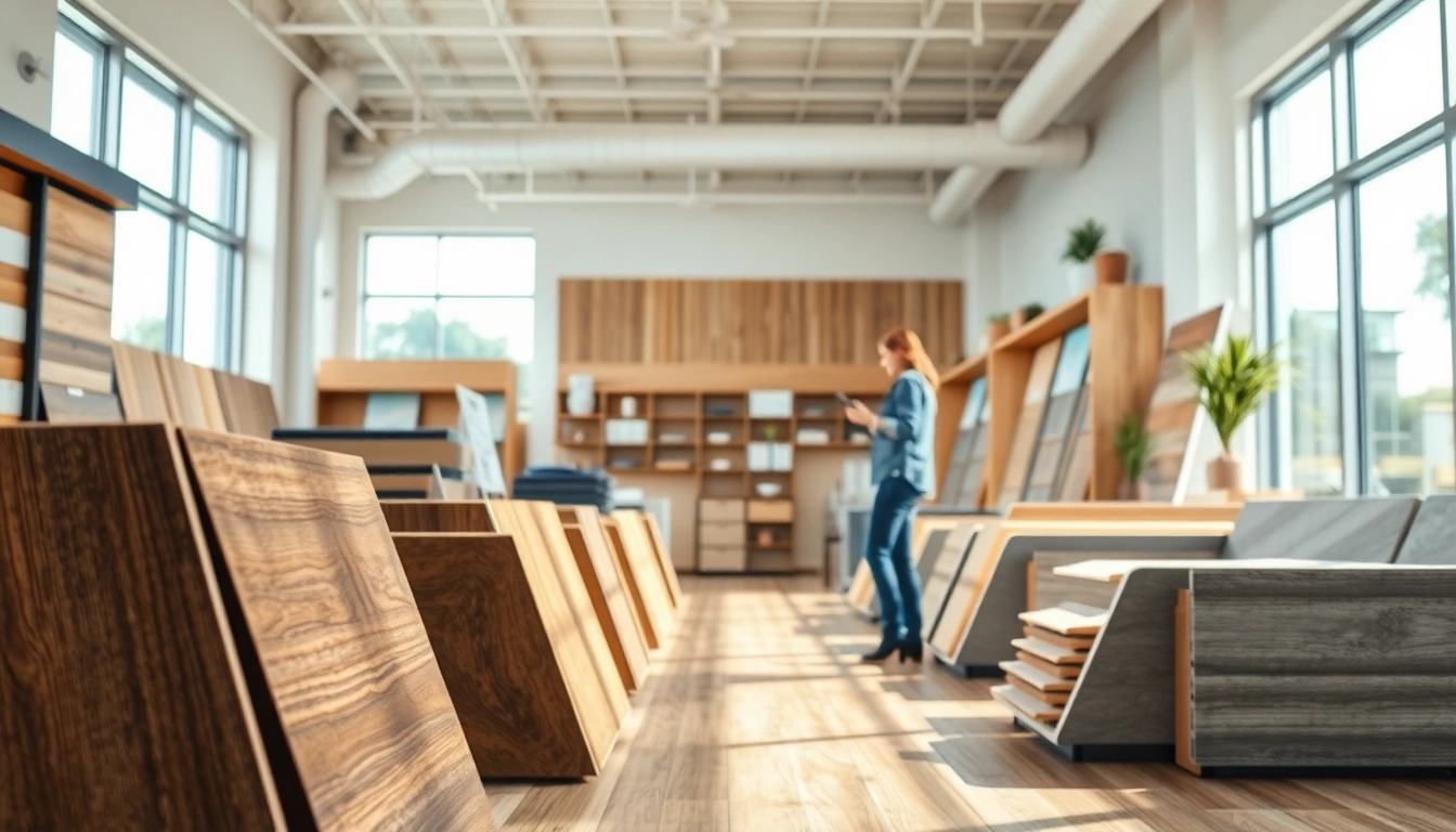 Explore a vibrant flooring store interior showcasing various vinyl flooring options near me.
