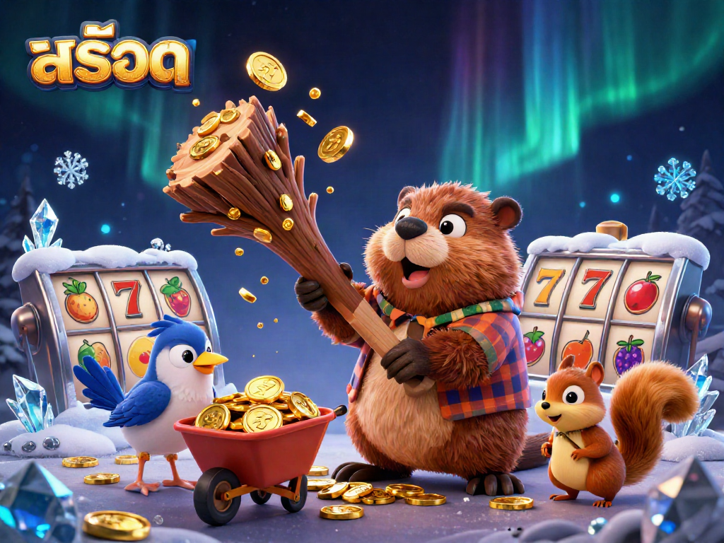Experience thrilling สล็อต gameplay with cartoon characters in a vibrant casino scene.