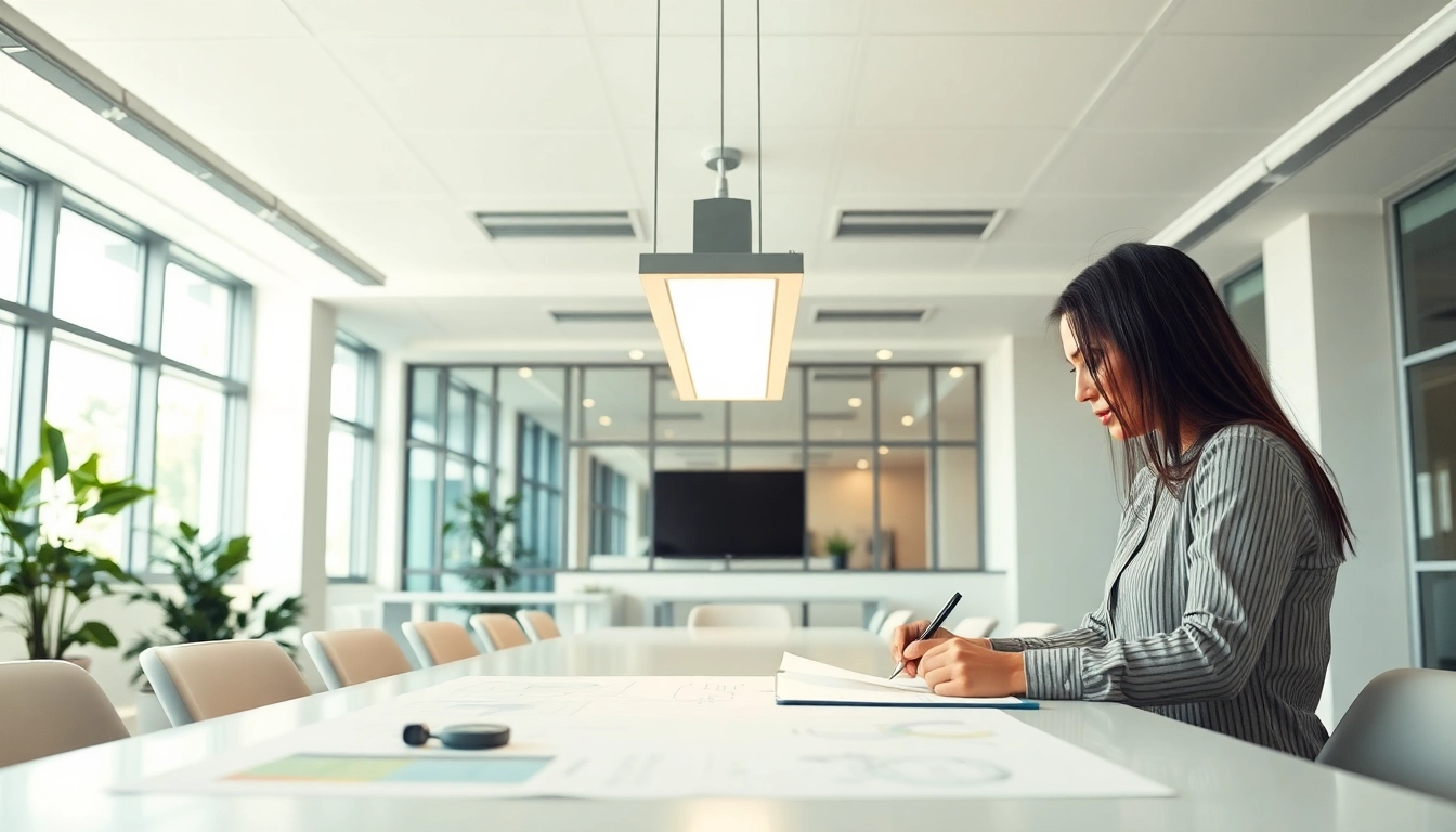 Enhance your workspace with innovative lighting solutions featuring modern LED fixtures.