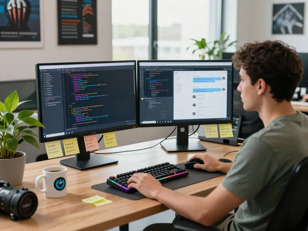 Moltbot AI developer environment featuring clawdbot interfaces, dynamic coding screens, and modern workspace.