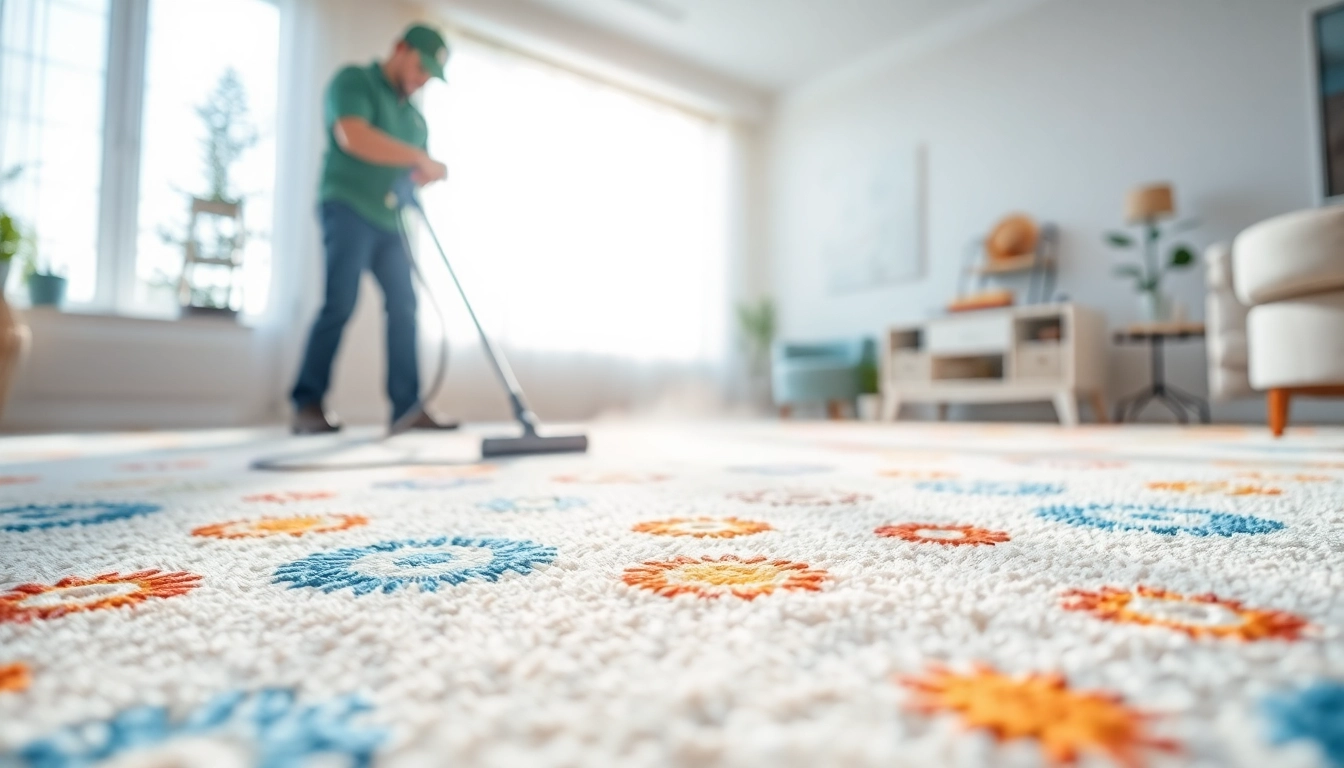 Carpet cleaning specials showcased in a bright living room with a professional technician.