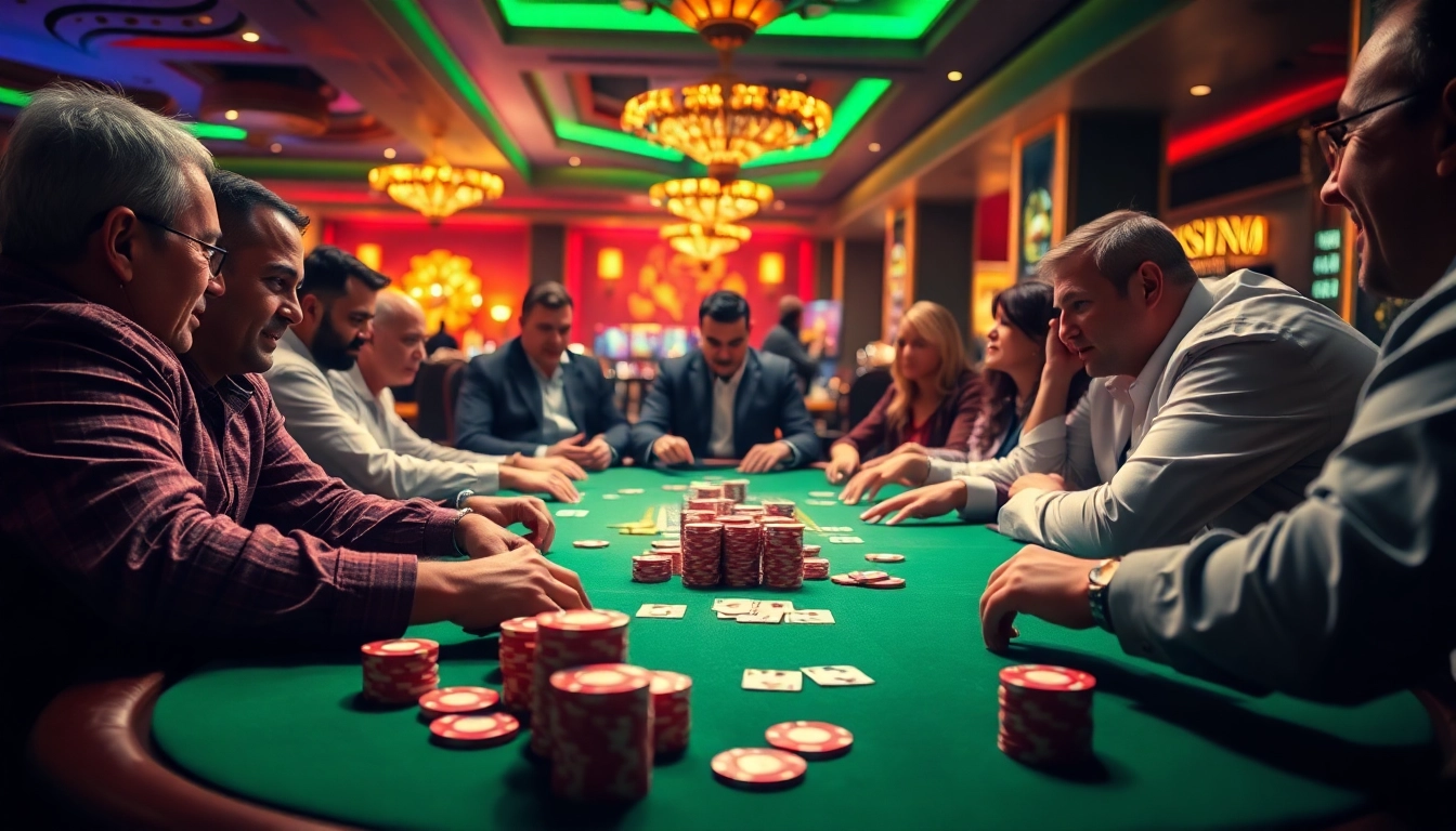 Permainan poker yang menarik di www.agencetitan.com/en/ dengan suasana kasino yang mewah.