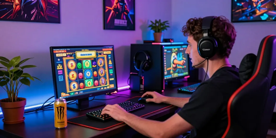 Exciting scene of a player enjoying slot depo 5k at a live casino, showcasing vibrant graphics and a thrilling atmosphere.