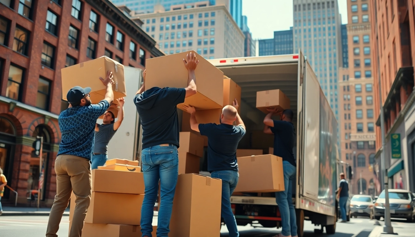 Movers in Boston efficiently loading items in a truck, showcasing teamwork and professionalism.