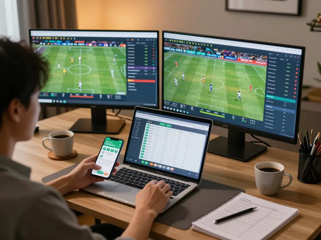 Engaged user checking bong da lu app for live sports betting updates in a cozy home setting.