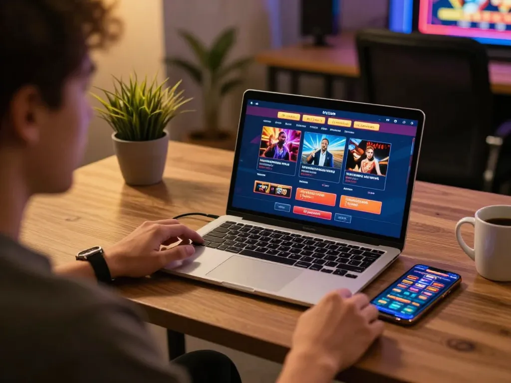 Engaging online casinos Canada setup with player focused on gaming strategy.