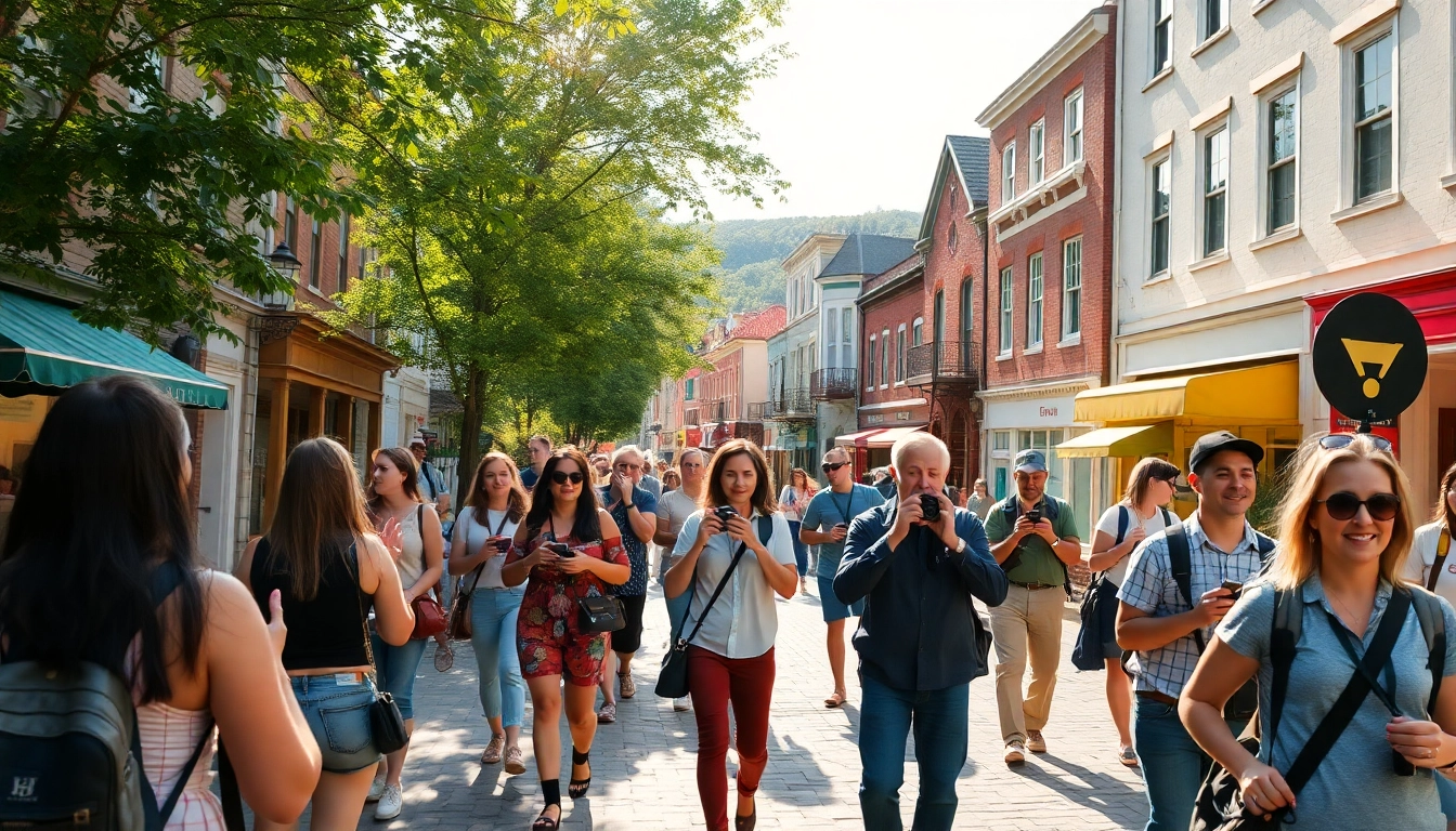 Join Clarksburg tours experiencing local culture and vibrant streets with diverse tourists.