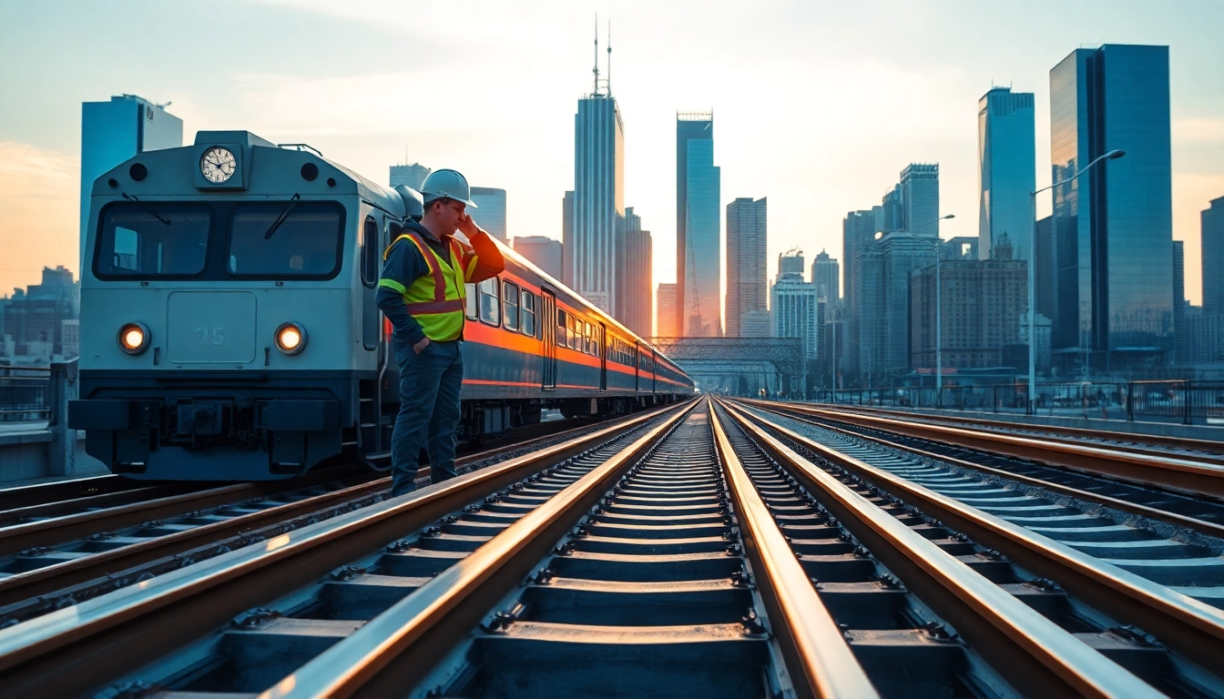 North American rail solutions expert evaluating advanced rail systems in an urban setting.