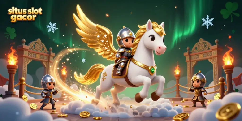 Memainkan situs slot gacor dengan menarik, dikelilingi koin emas dan efek visual menawan.