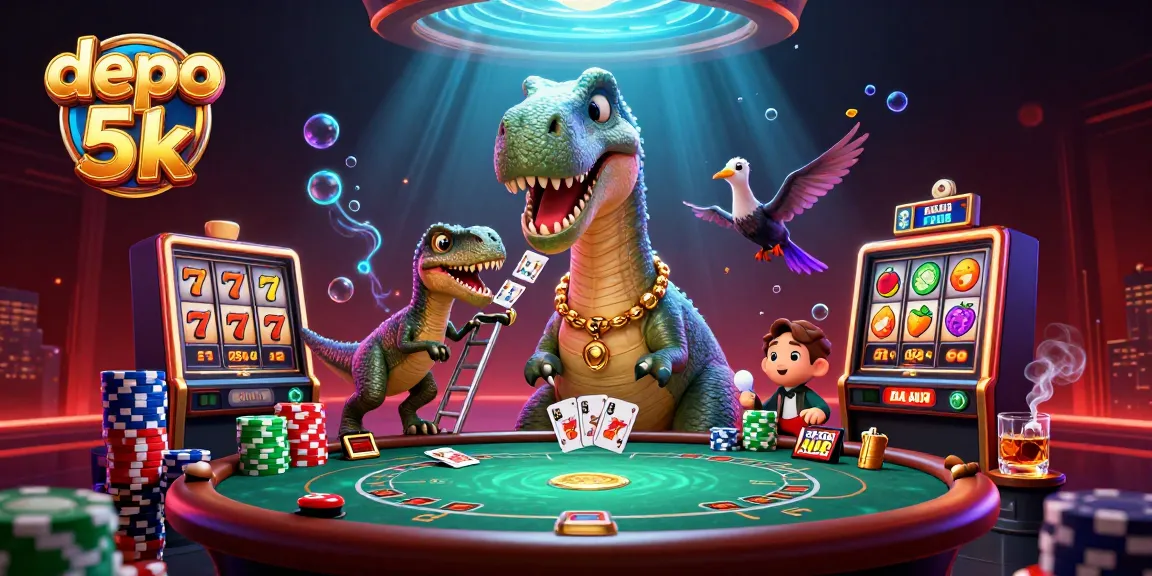 Experience winning thrills at depo 5k with stunning 3D casino action in a vibrant illustration.