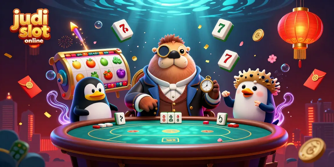 Experience the thrill of judi slot online with vibrant slot reels and colorful characters in action.