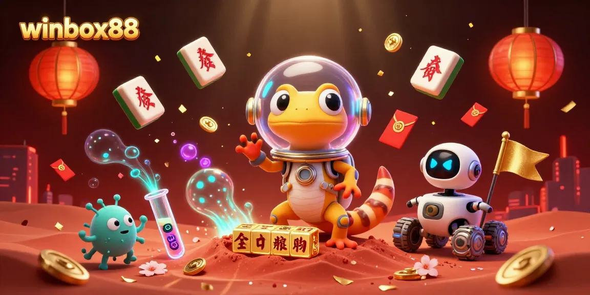 Experience the excitement of winbox88 with a Martian gecko discovering a golden casino scene.